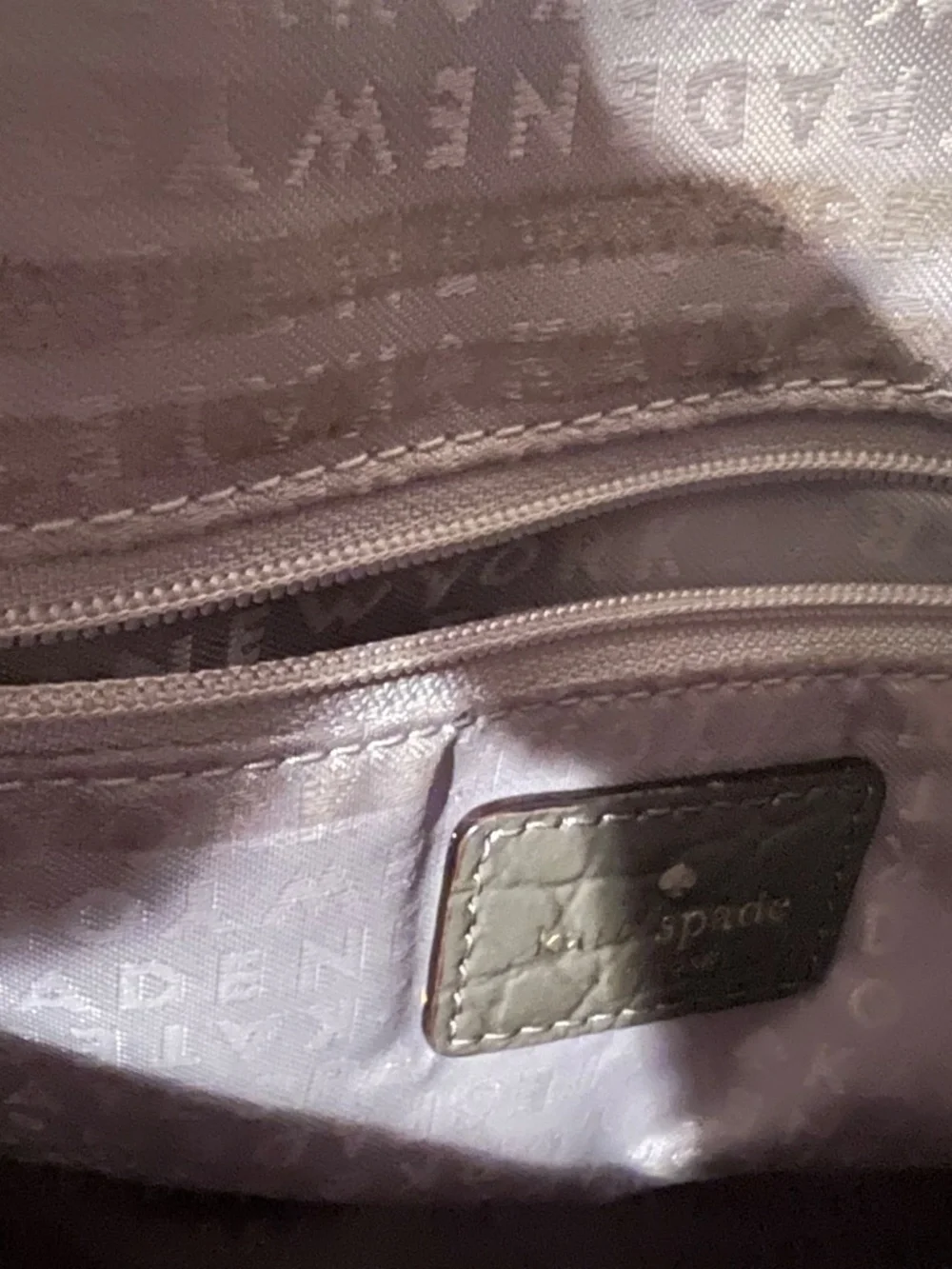 Kate Spade Doris Croc Embossed Dark Gray Patent Structured Tote Bag w/ 2 Handles